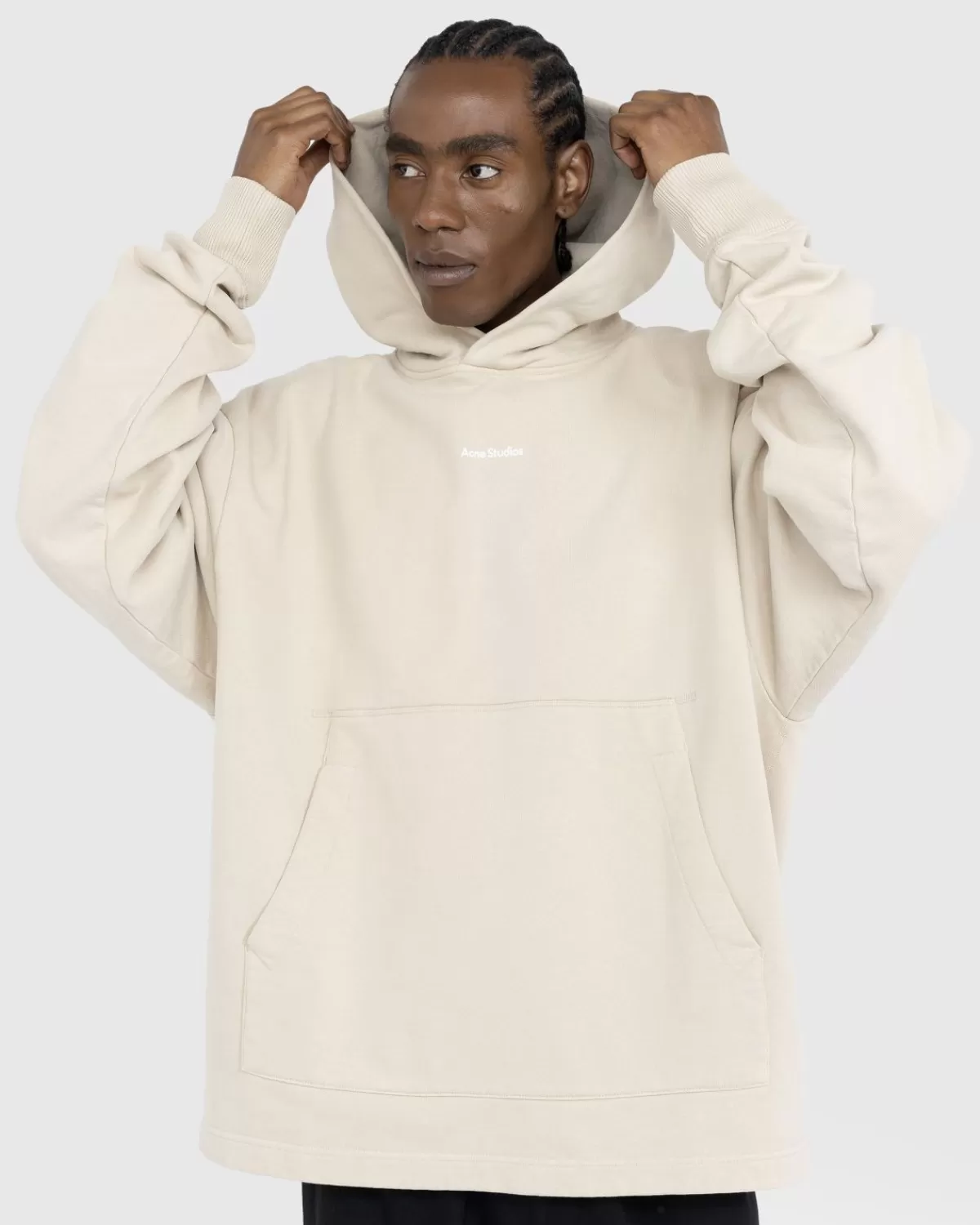 Acne Studios Biologisch Katoen Logo Hoodie Champagne Beige Cheap