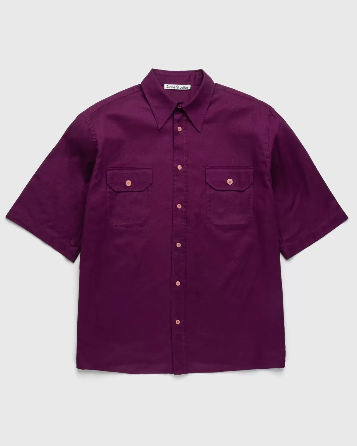 Overhemden^Acne Studios Button-Up Overhemd Met Korte Mouwen Paars