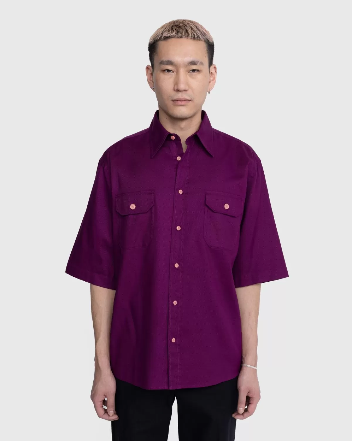 Overhemden^Acne Studios Button-Up Overhemd Met Korte Mouwen Paars