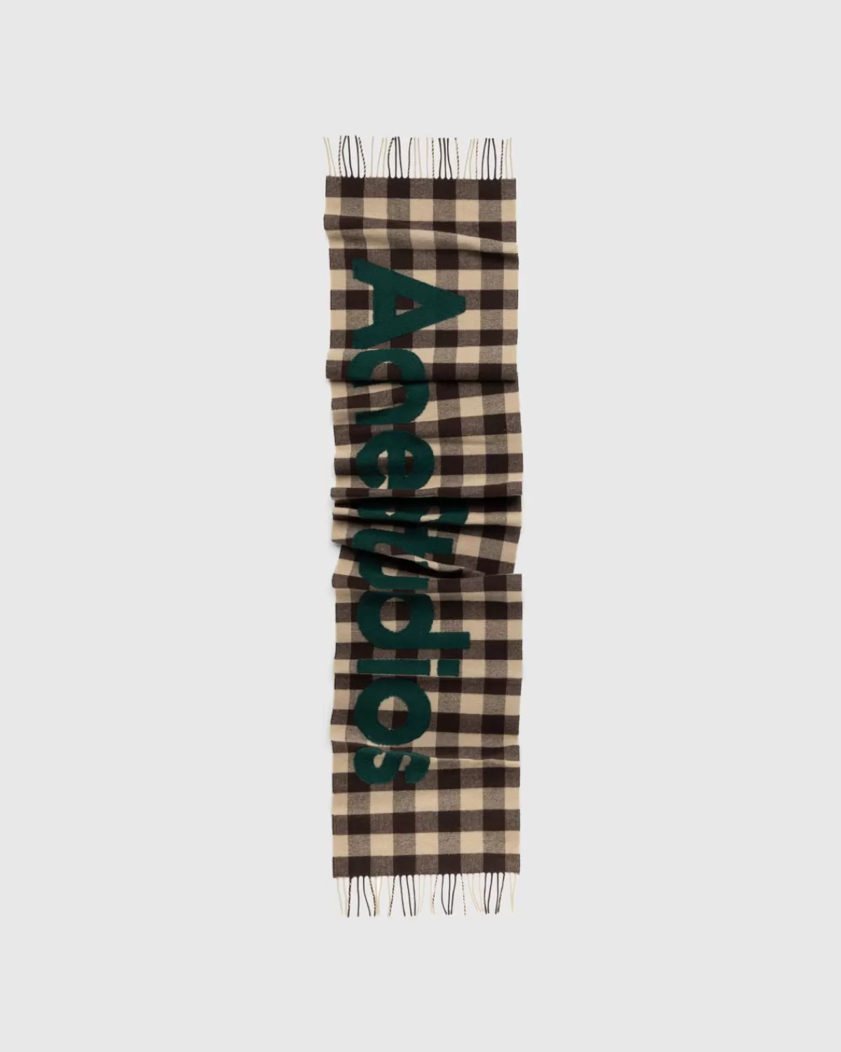 Acne Studios Check Logo Sjaal Bruin/Groen Store