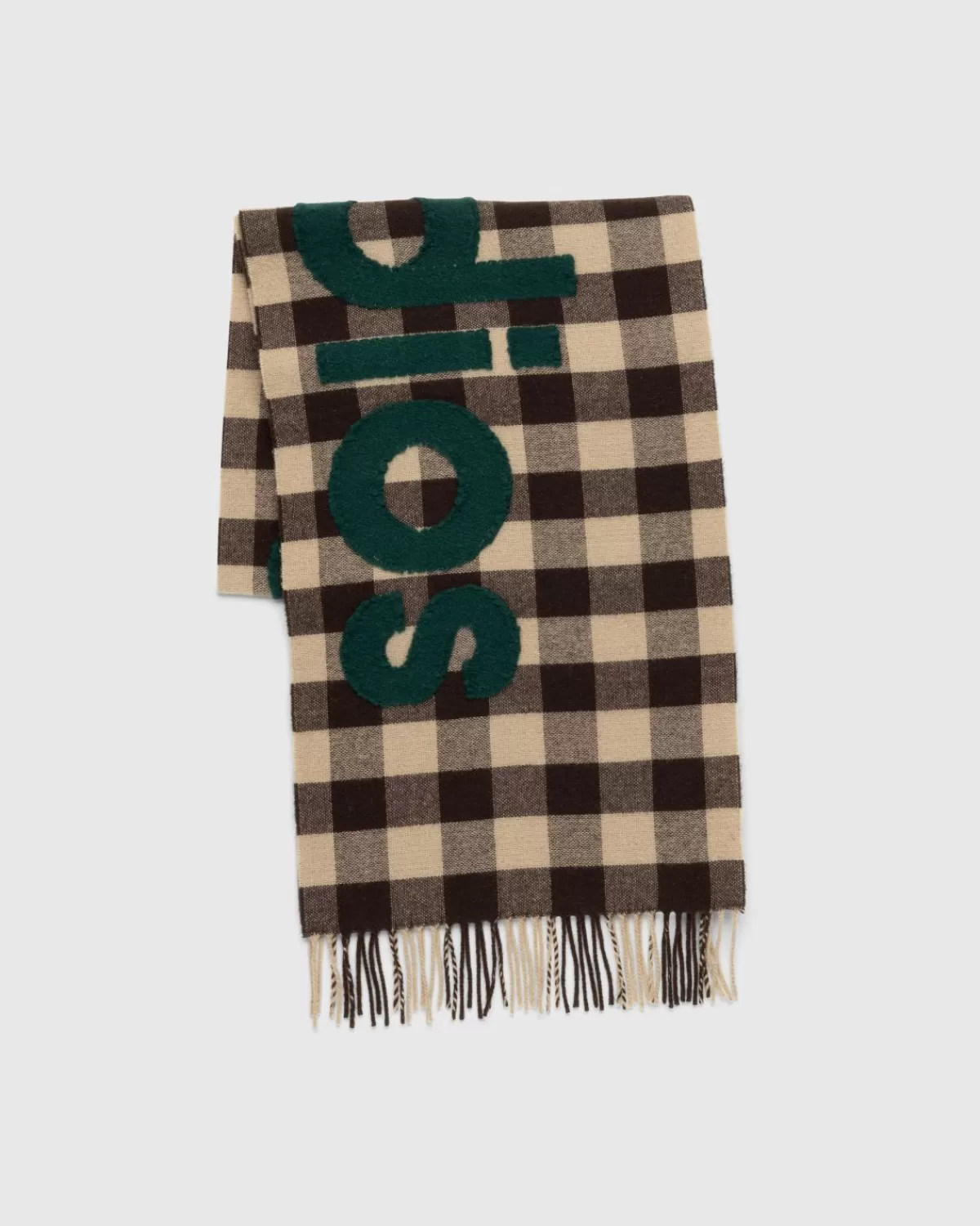 Acne Studios Check Logo Sjaal Bruin/Groen Store