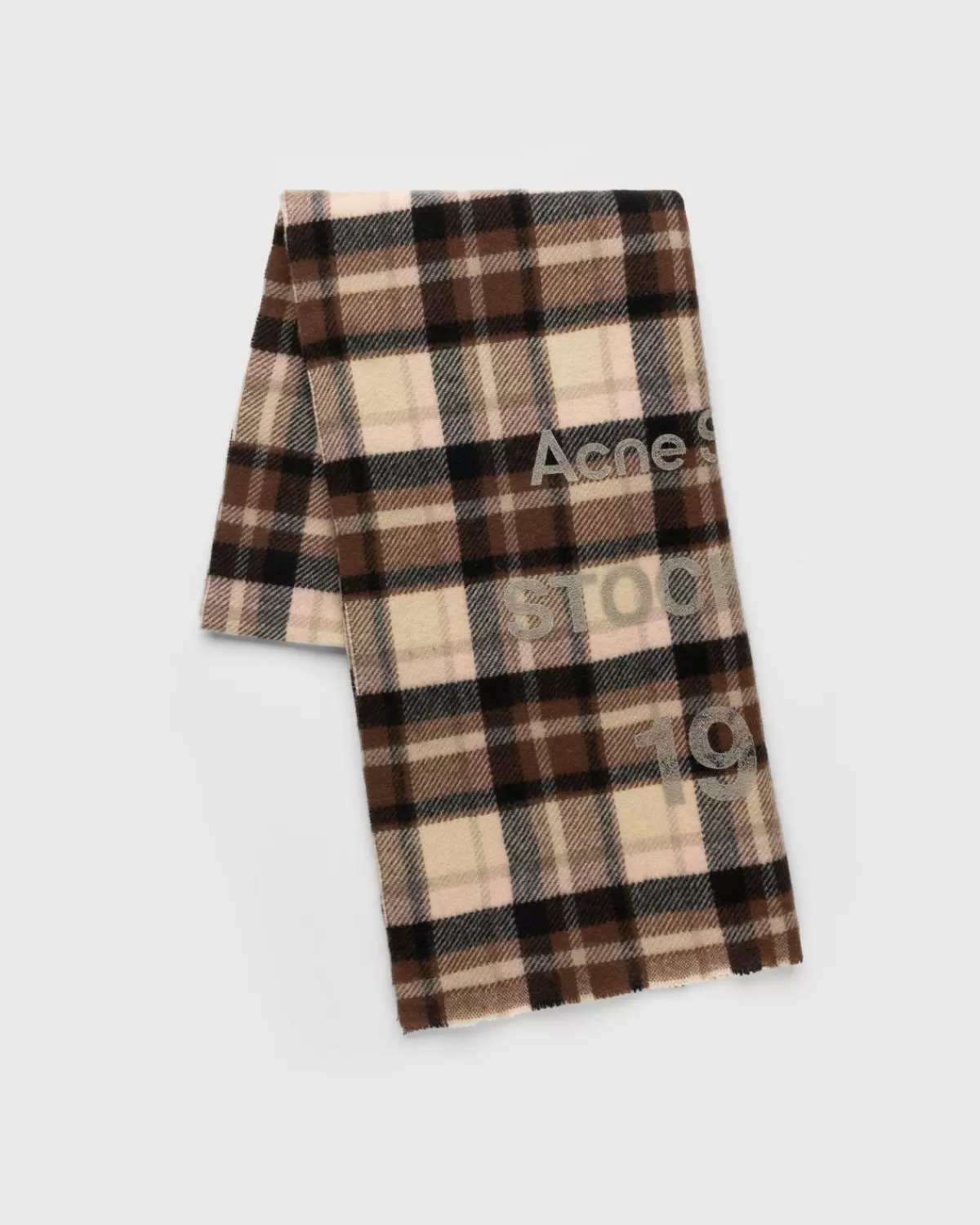 Acne Studios Geruite Sjaal Met Logoprint Bruin/Beige Outlet