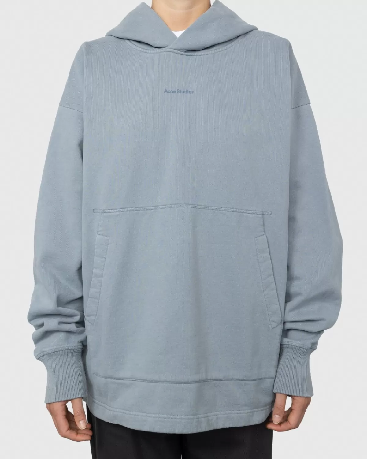 Acne Studios Logo-Hoodie Van Biologisch Katoen Staalgrijs Clearance