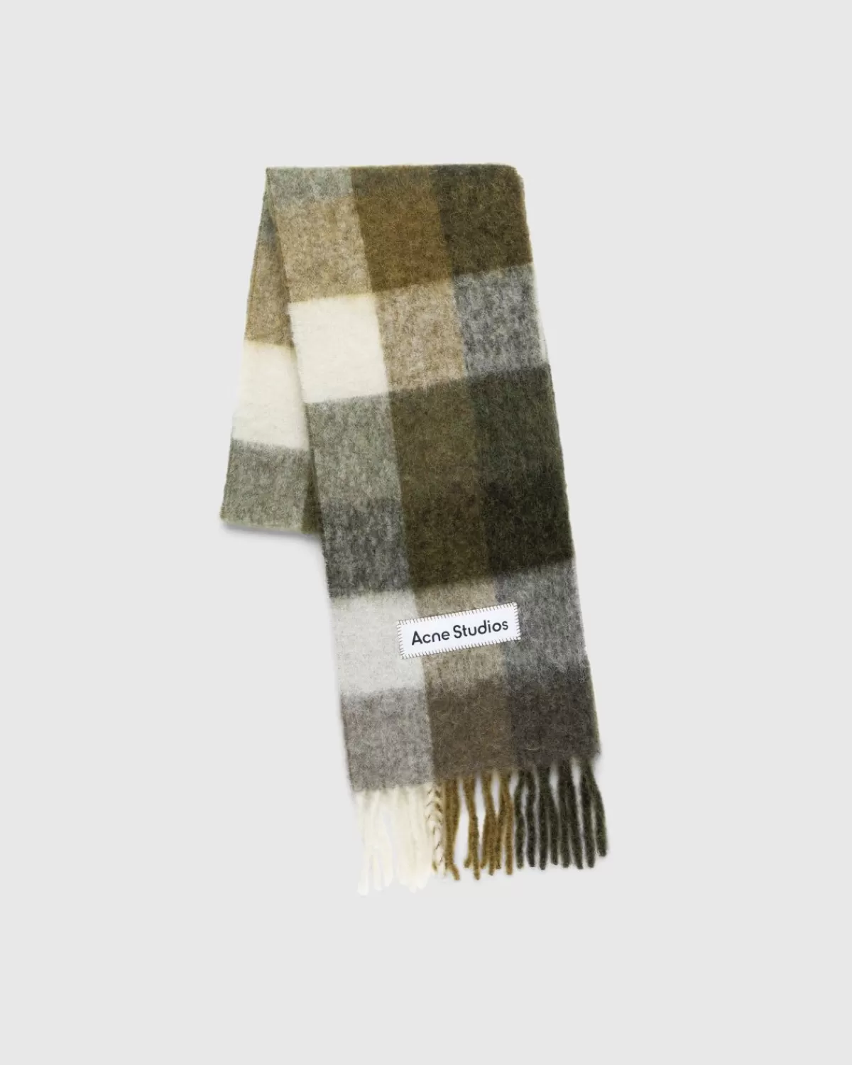 Acne Studios Mohair Geruite Sjaal Taupe/Groen/Zwart Online