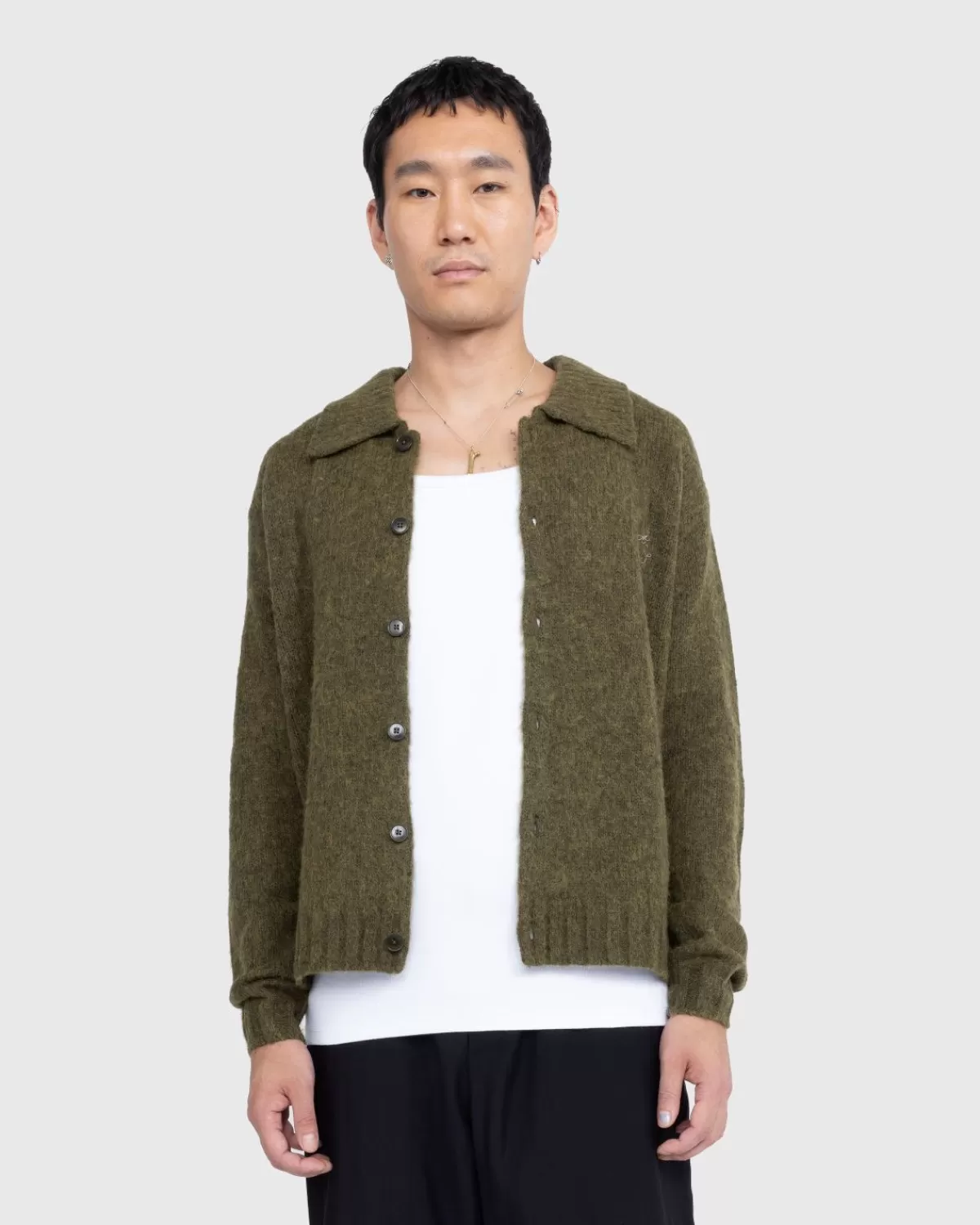 Gebreide Kleding^Acne Studios Polo Wollen Vest Donker Olijf