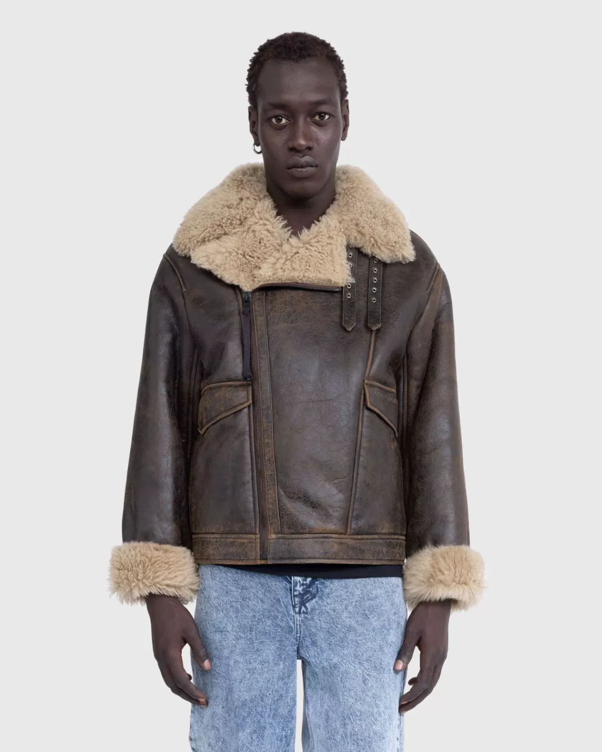 Bovenkleding^Acne Studios Shearling Jack Bruin/Beige