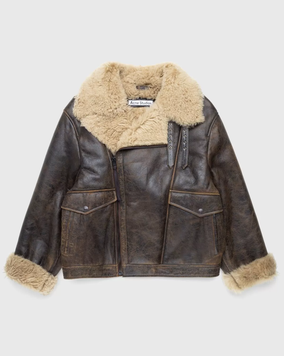 Bovenkleding^Acne Studios Shearling Jack Bruin/Beige