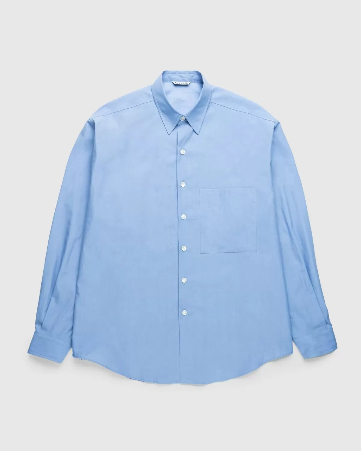 Overhemden^Auralee Gewassen Finks Twill Big Shirt Blauw