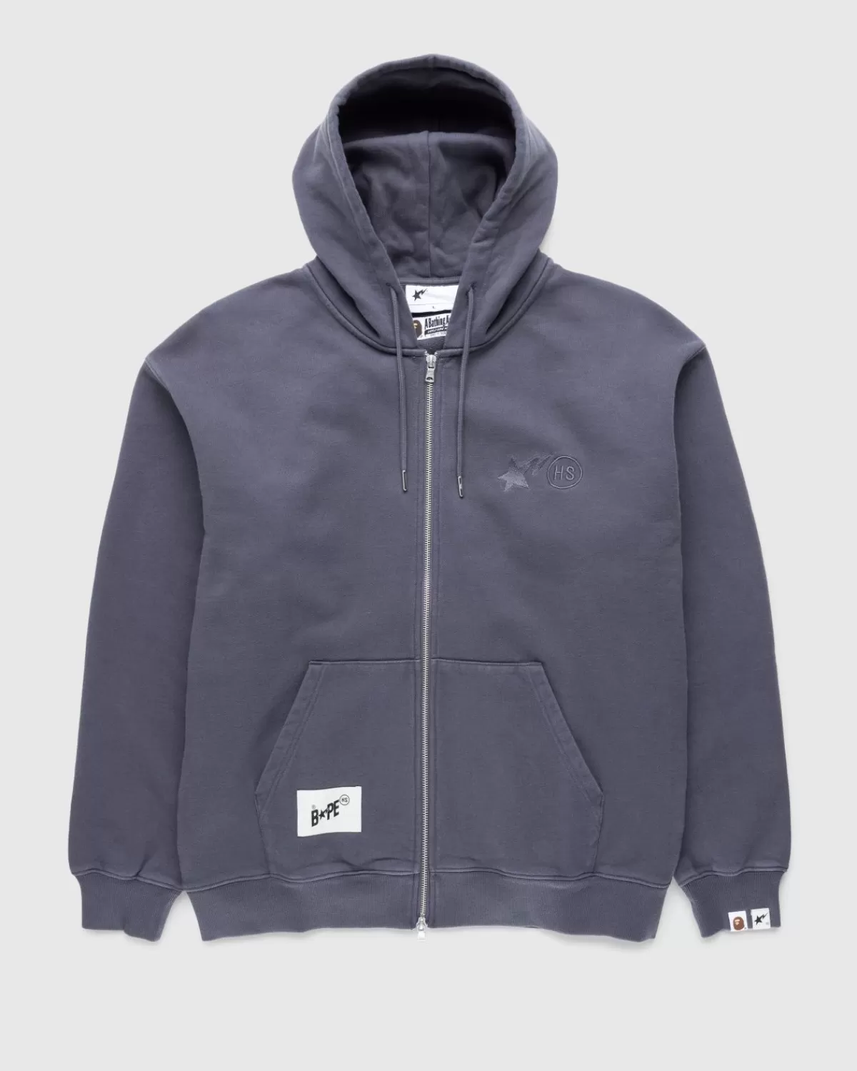 BAPE X Highsnobiety - Zwaar Gewassen Hoodie Met Rits, Houtskool Sale