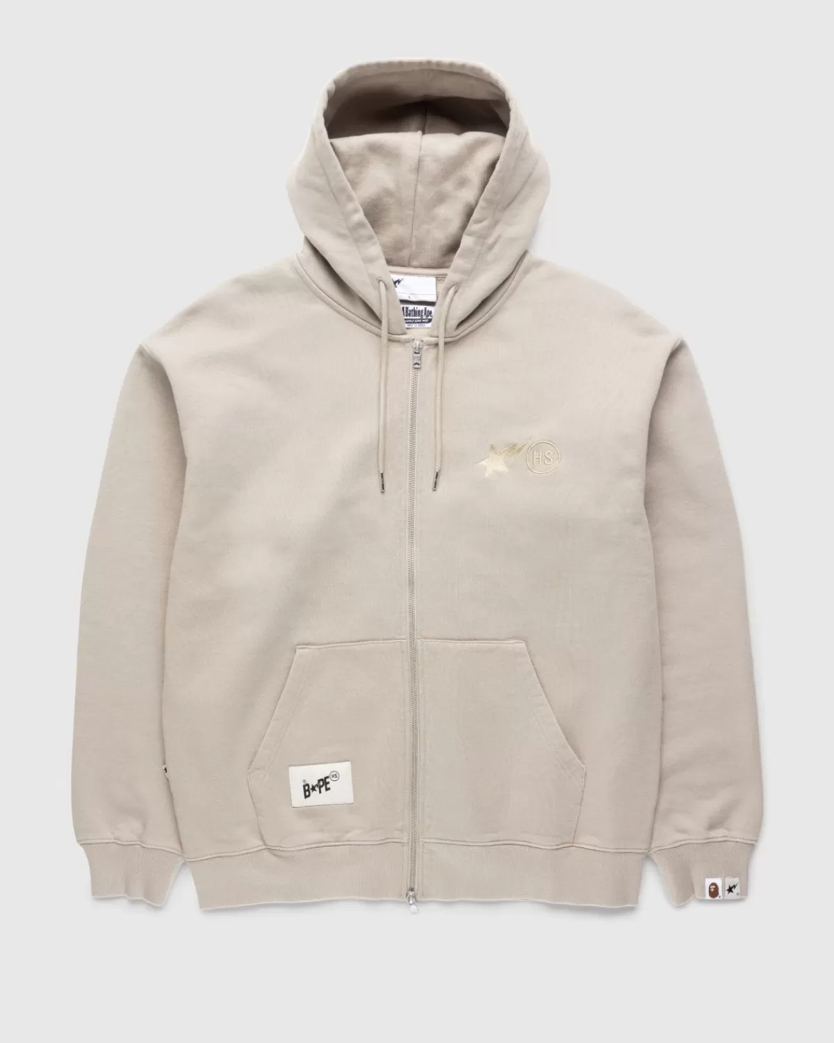 BAPE X Highsnobiety - Zware Gewassen Hoodie Met Rits Beige Fashion