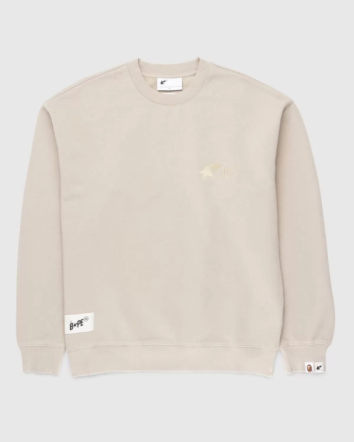 BAPE X Highsnobiety Zwaar Gewassen Beige Ronde Hals Online