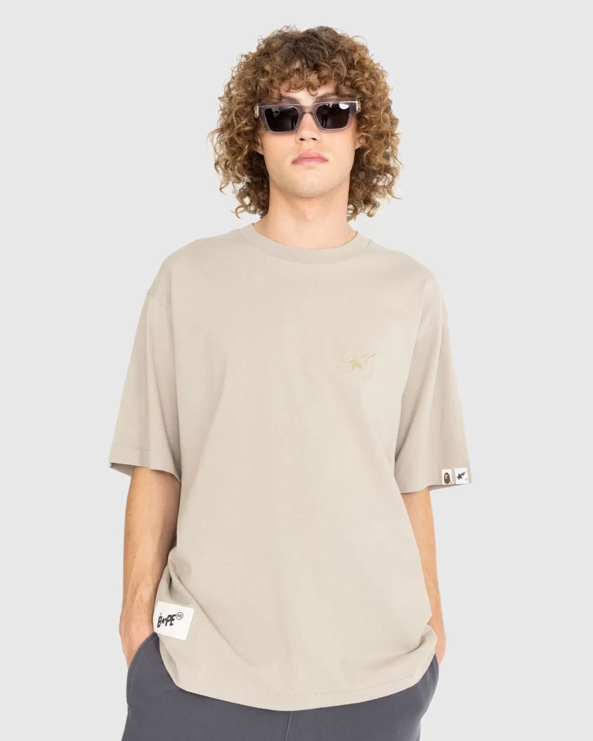 BAPE X Highsnobiety Zwaar Gewassen T-Shirt Beige Best Sale