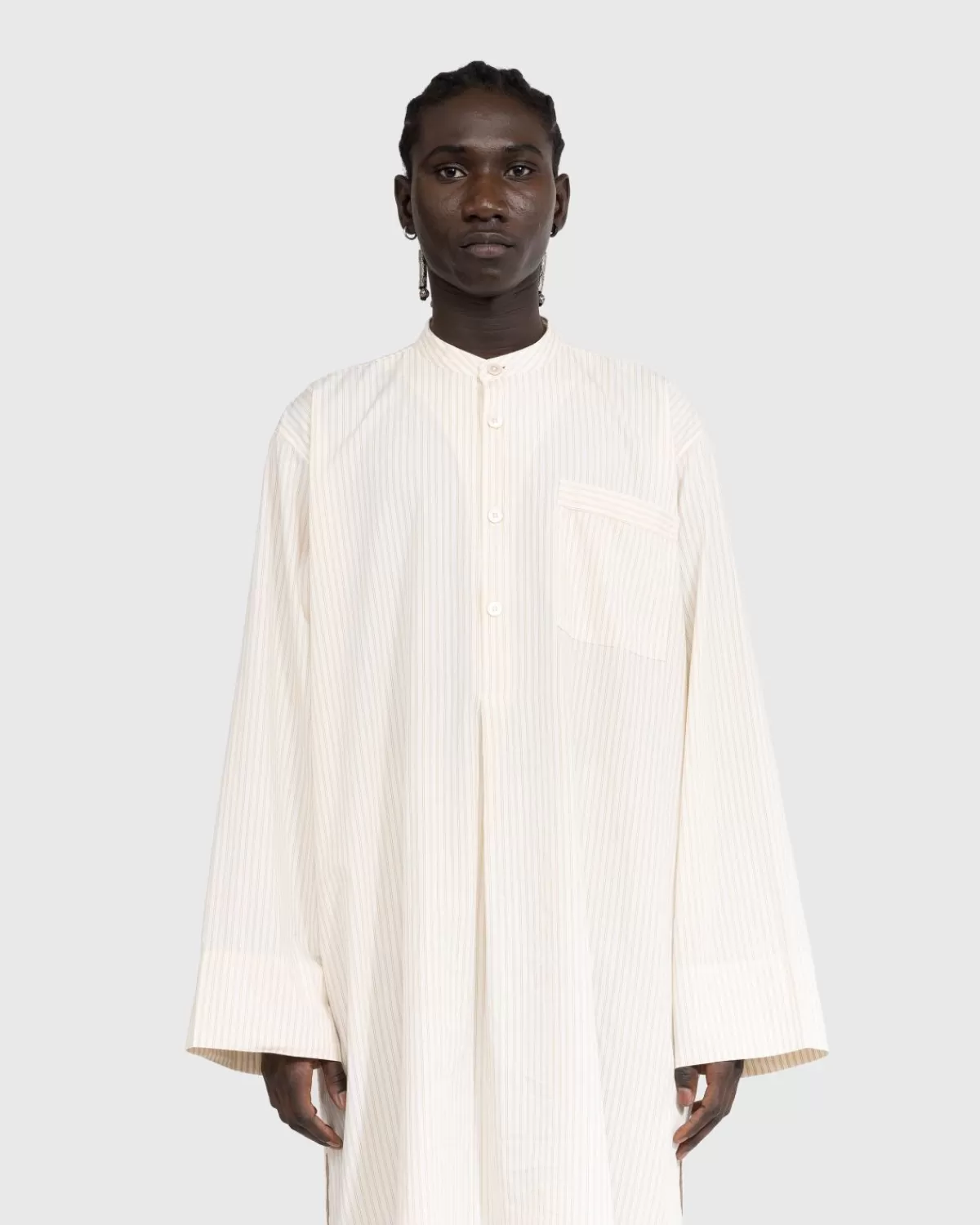 Loungekleding^Birkenstock X Tekla Poplin Kaftan Tarwe Strepen