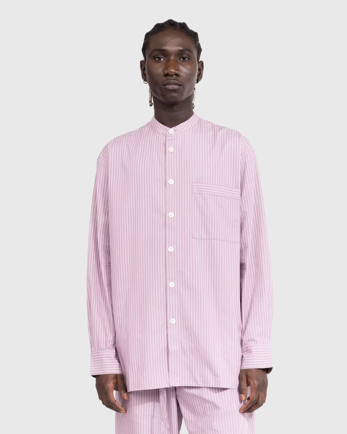 Loungekleding^Birkenstock X Tekla Poplin Pyjamashirt Mauve Strepen