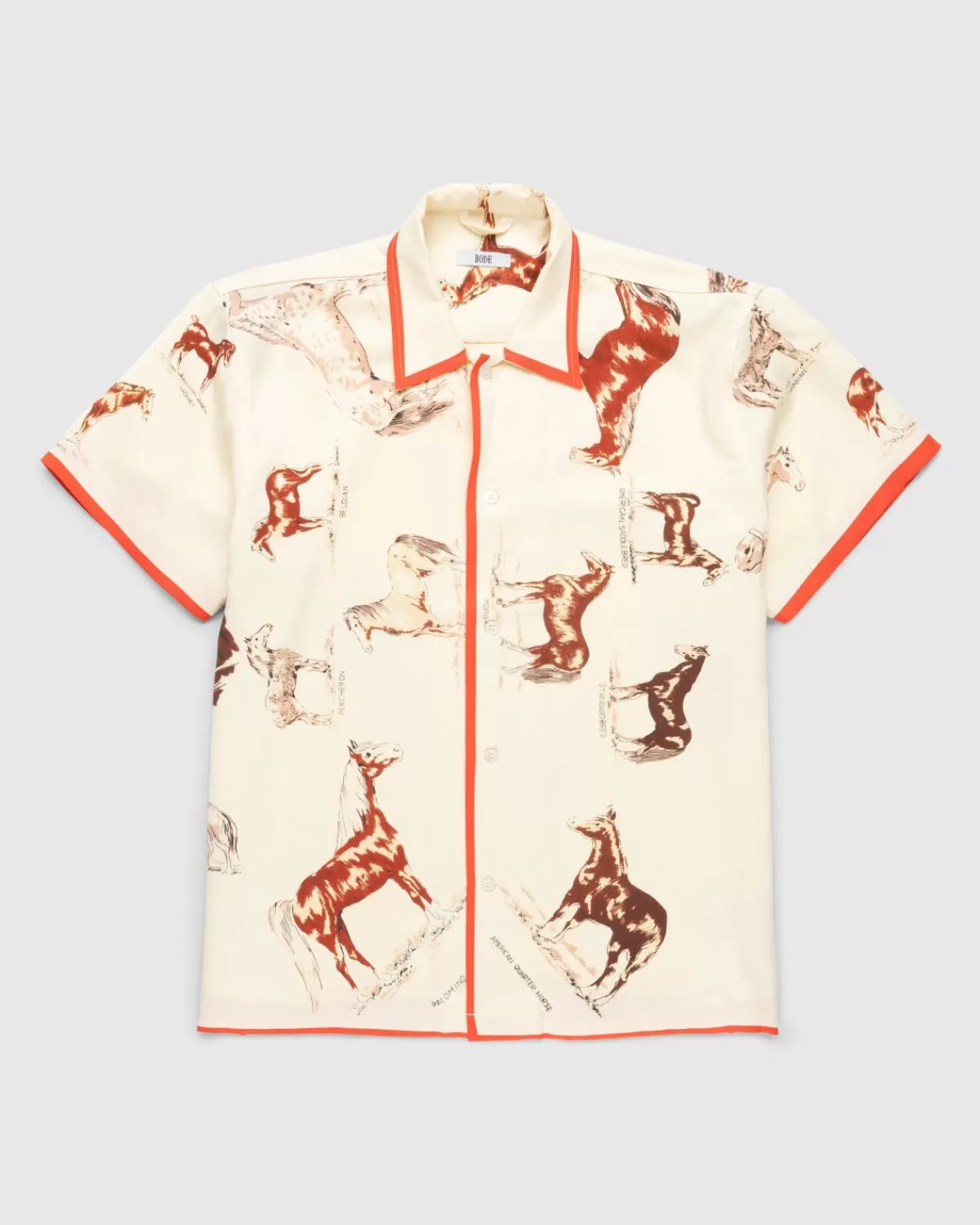 Overhemden^Bode Equine Shirt Met Korte Mouwen Creme/Multi