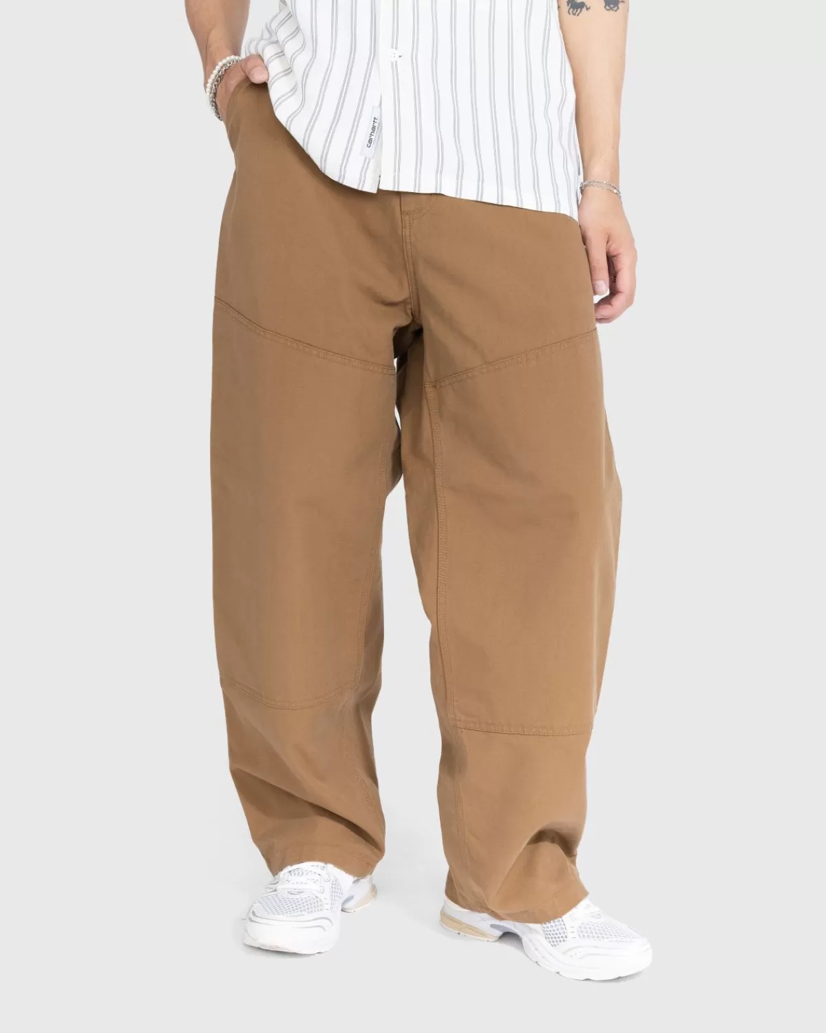 Broek^Carhartt WIP Broek Met Wijde Panelen Rinsed Hamilton Brown