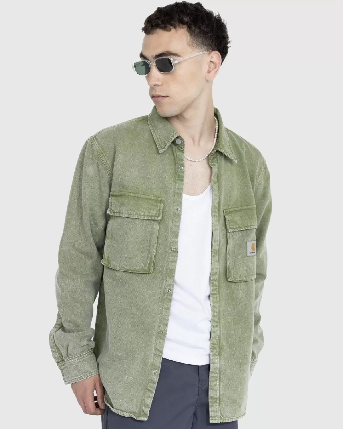 Overhemden^Carhartt WIP Monterey Overhemdjack Worn-Washed Kiwi Green