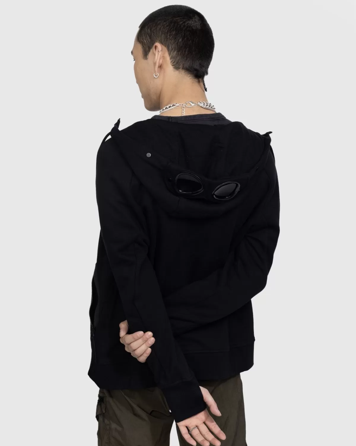 C.P. Company Cp Company - Diagonaal Verhoogde Fleecebril Met Rits En Capuchon Zwart Best