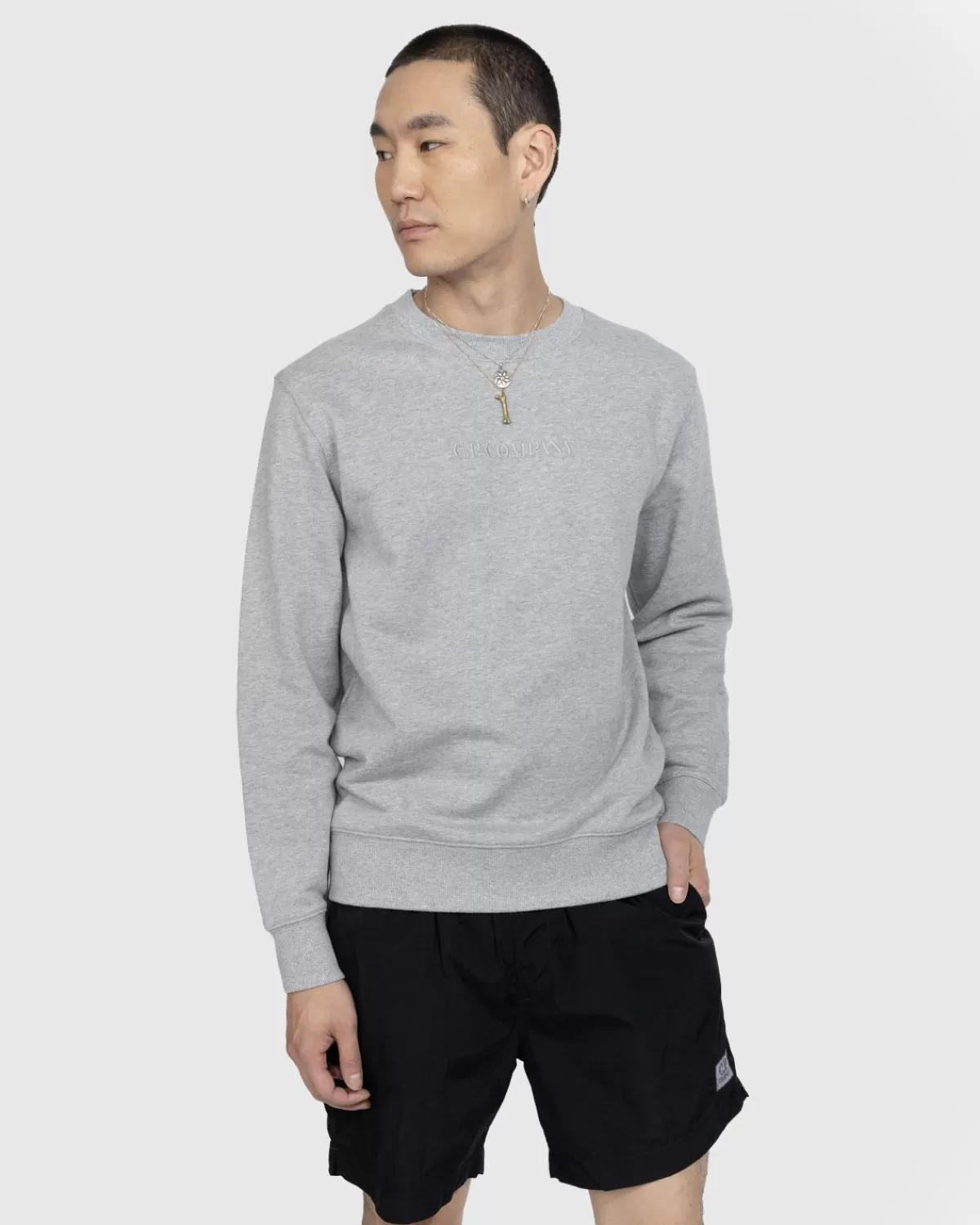 C.P. Company Cp Company - Sweatshirt Met Diagonaal Verhoogd Fleecelogo Grijs Discount