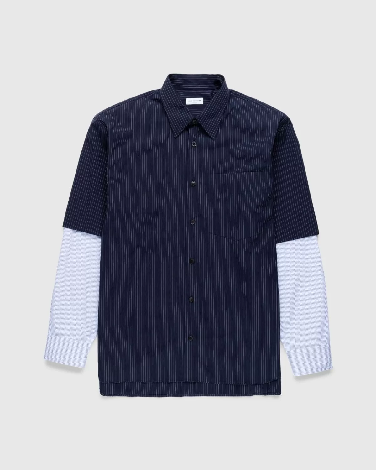 Overhemden^Dries van Noten Carle Overhemd Met Dubbele Mouwen Navy