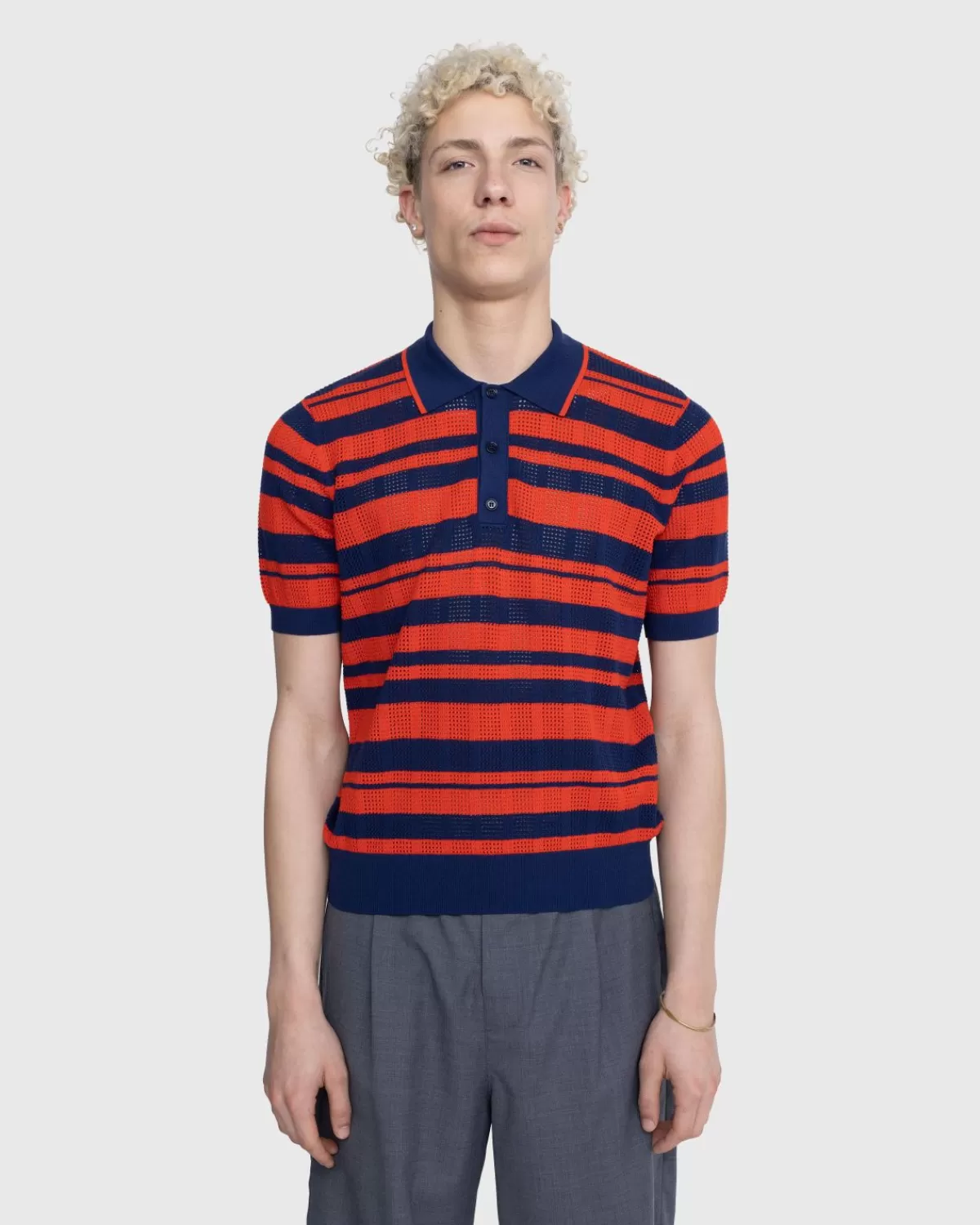 Dries van Noten Mirko Gestreept Poloshirt Donkerblauw Outlet