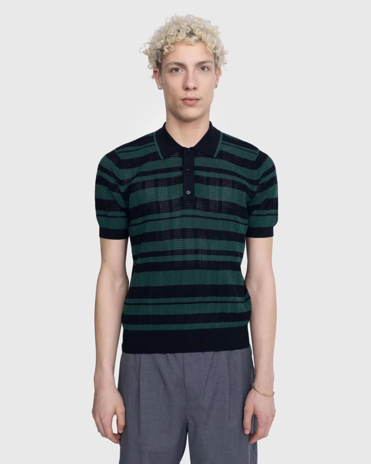 Dries van Noten Mirko Gestreept Poloshirt Zwart Clearance