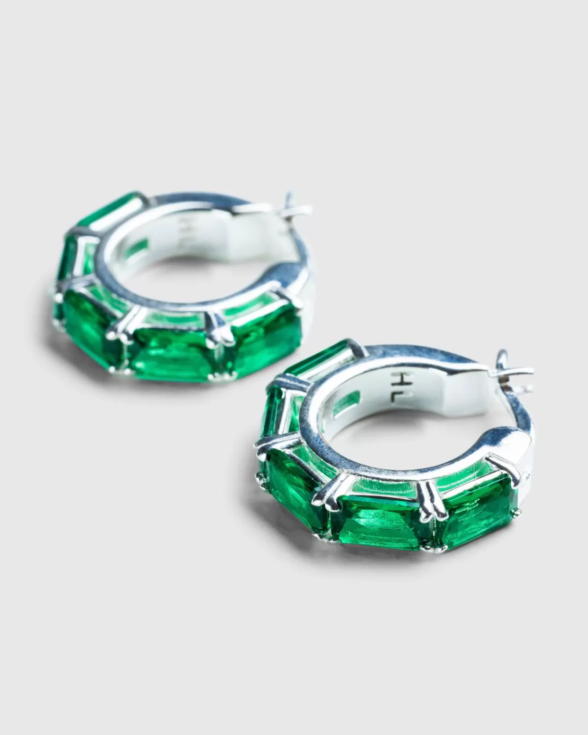 Hatton Labs Emerald Cut Eternity Hoop Oorbellen Zilver/Smaragd Flash Sale