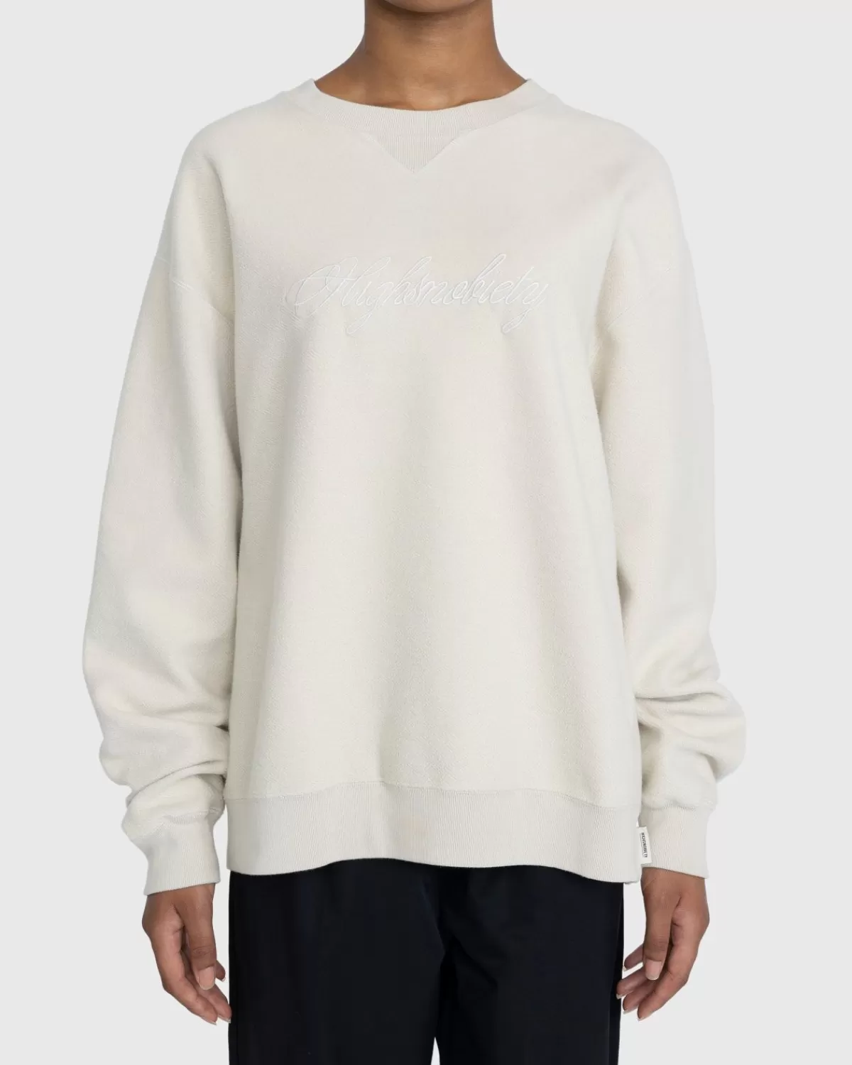 Highsnobiety - Scriptlogo Omgekeerde Fleece Crew Beige Cheap