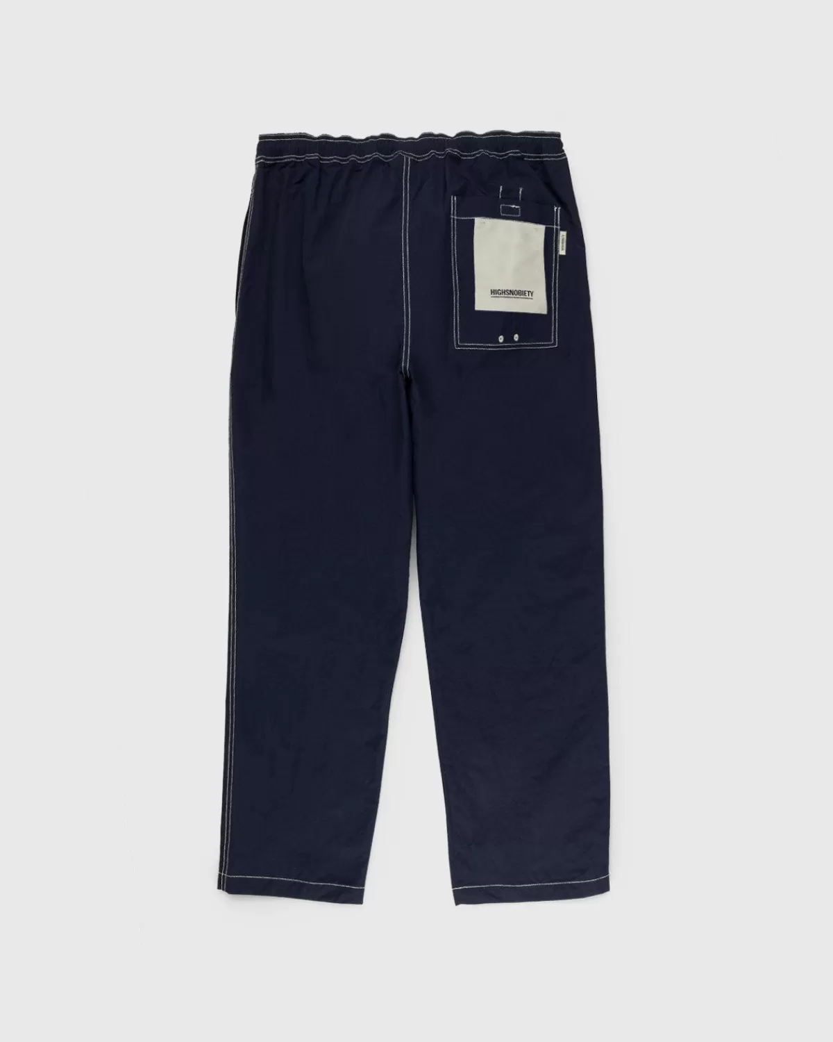 Broek^Highsnobiety Contrasterende Geborstelde Nylon Elastische Broek Marineblauw