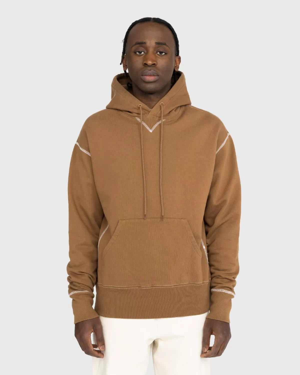 Highsnobiety Contraststeek Fleece Hoodie Bruin Best Sale