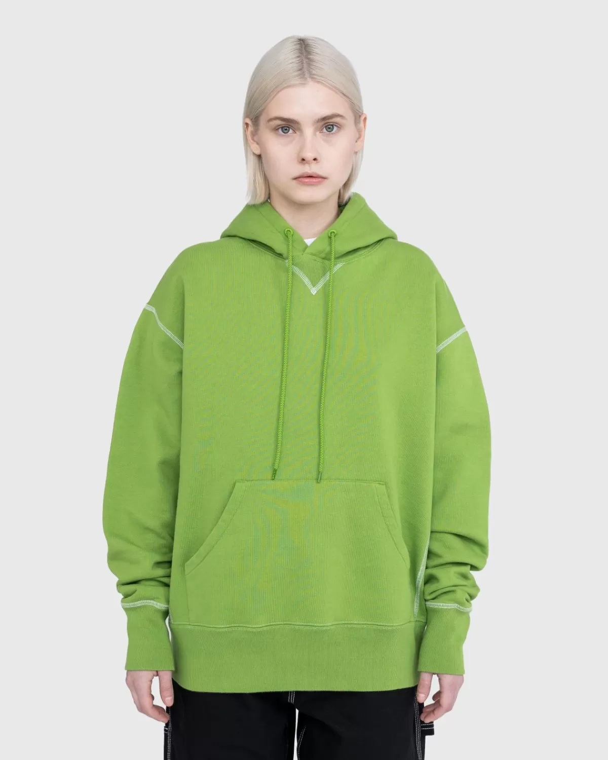 Highsnobiety Contraststeek Fleece Hoodie Groen Best Sale