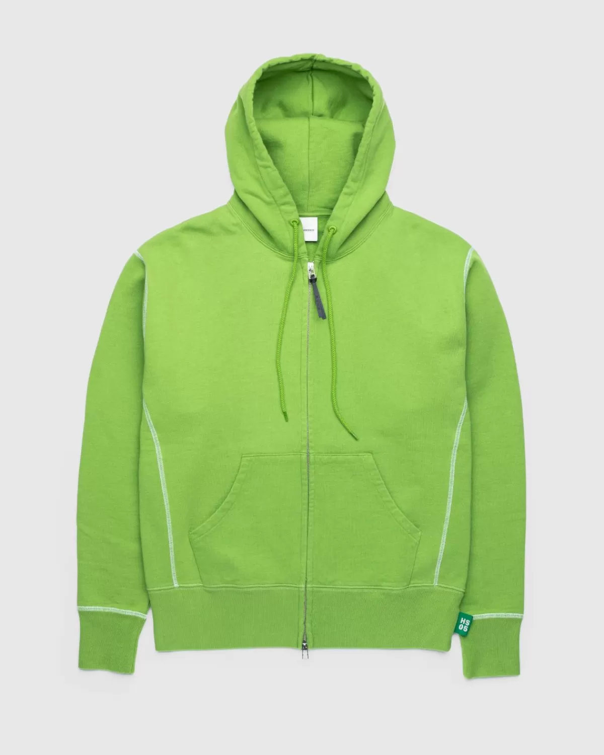 Highsnobiety Fleece Hoodie Met Contrasterende Stiksels En Rits Groen Sale