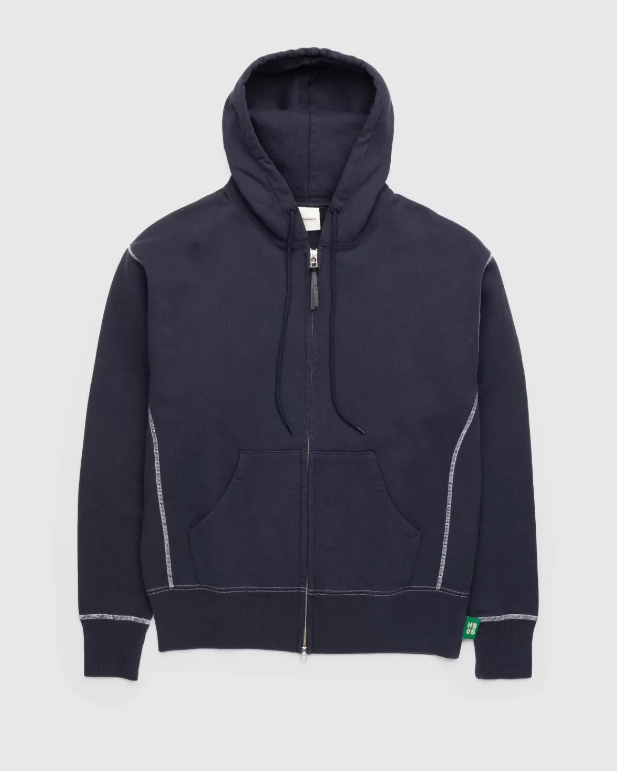 Highsnobiety Fleece Hoodie Met Contrasterende Stiksels, Marineblauw Best Sale