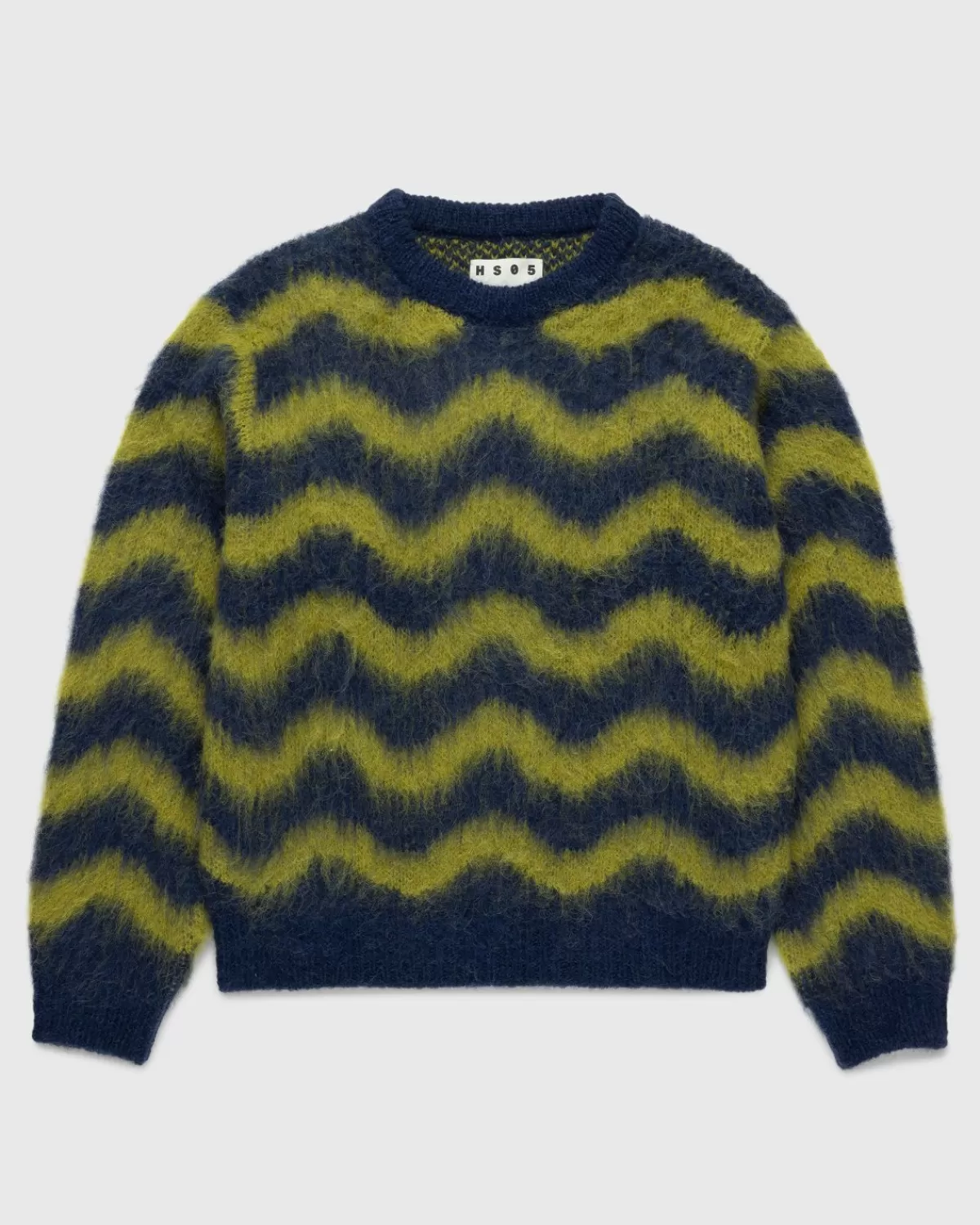 Gebreide Kleding^Highsnobiety HS05 Alpaca Fuzzy Wave Sweater Marine/Olijfgroen