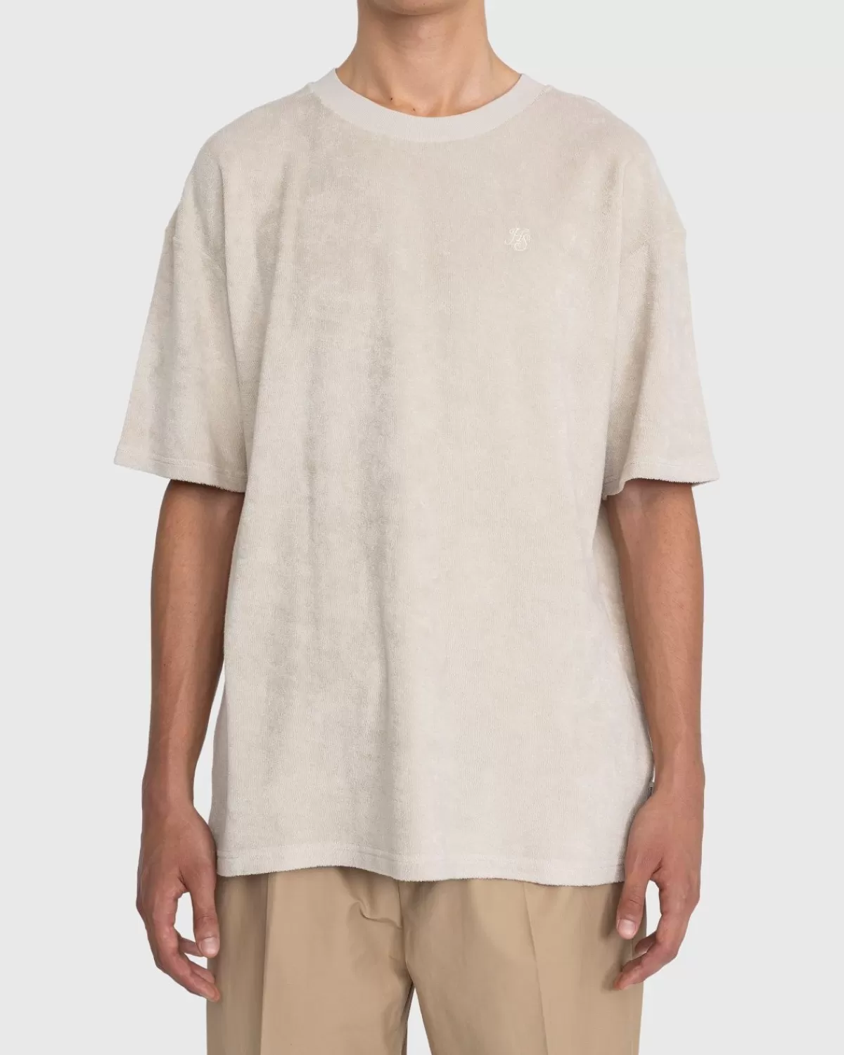 Highsnobiety Hs-Logo Omgekeerd Badstof T-Shirt Beige Best