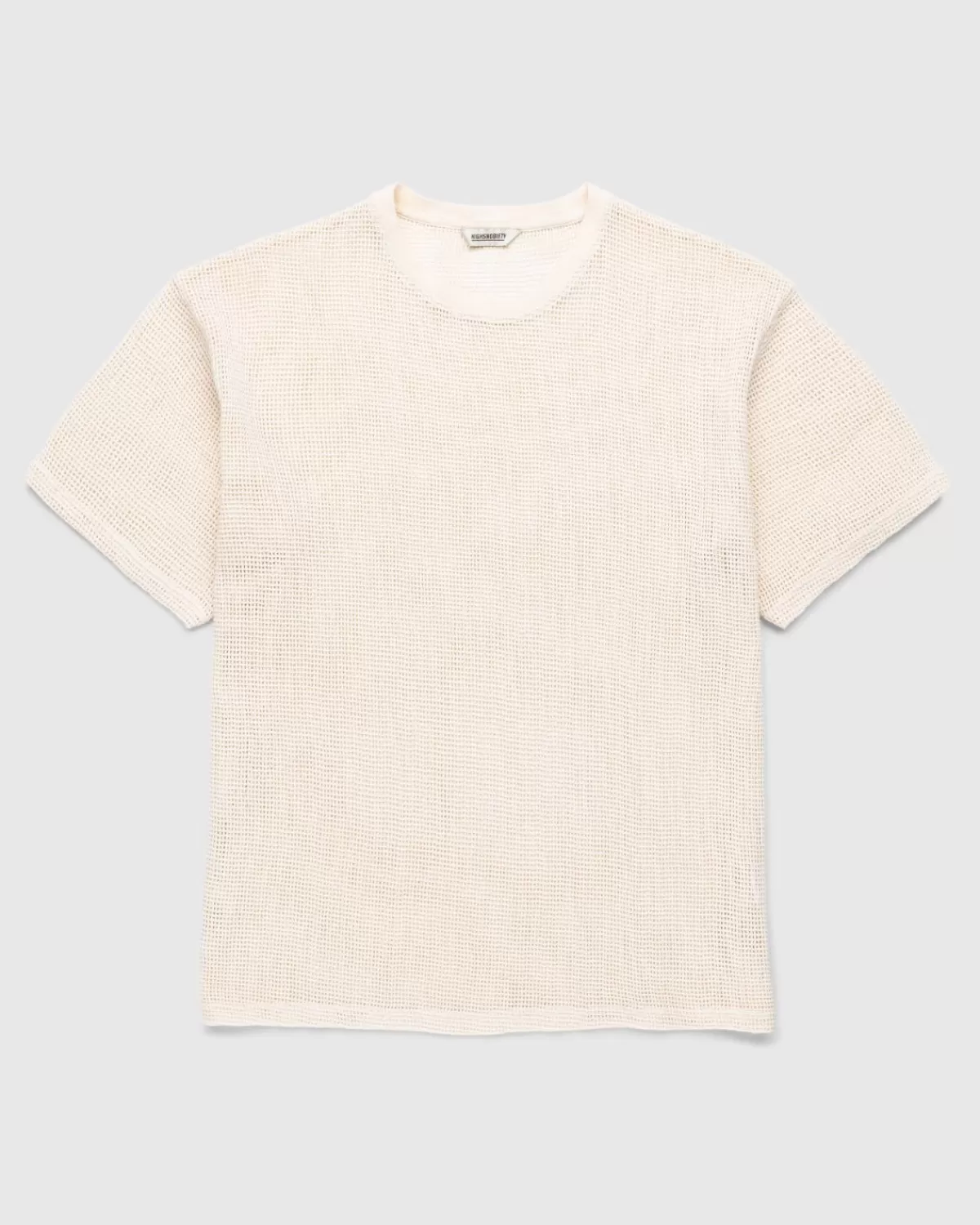 Highsnobiety Katoenen Mesh Gebreid T-Shirt Beige Best