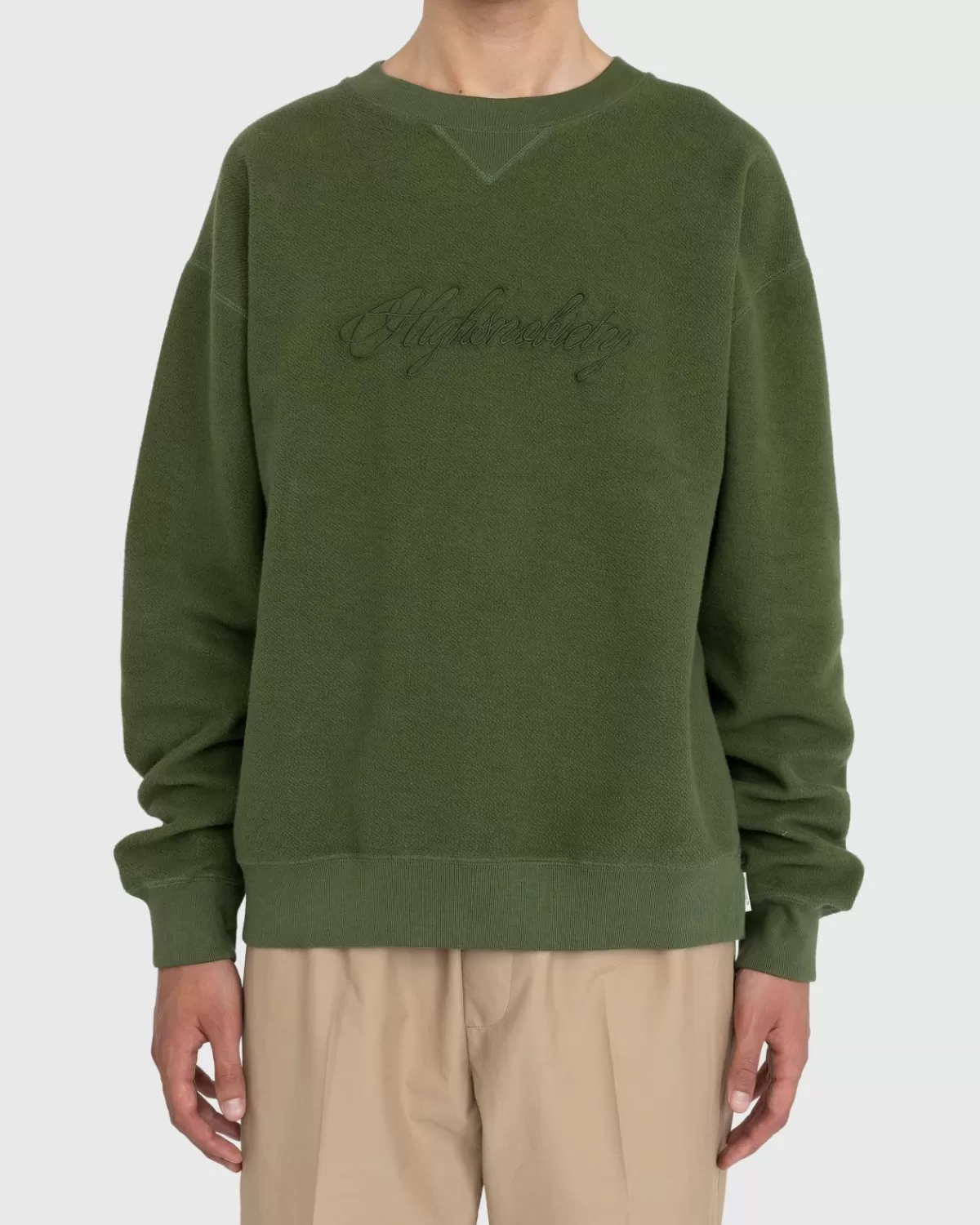 Highsnobiety Scriptlogo Omgekeerde Fleece Crew Groen Discount