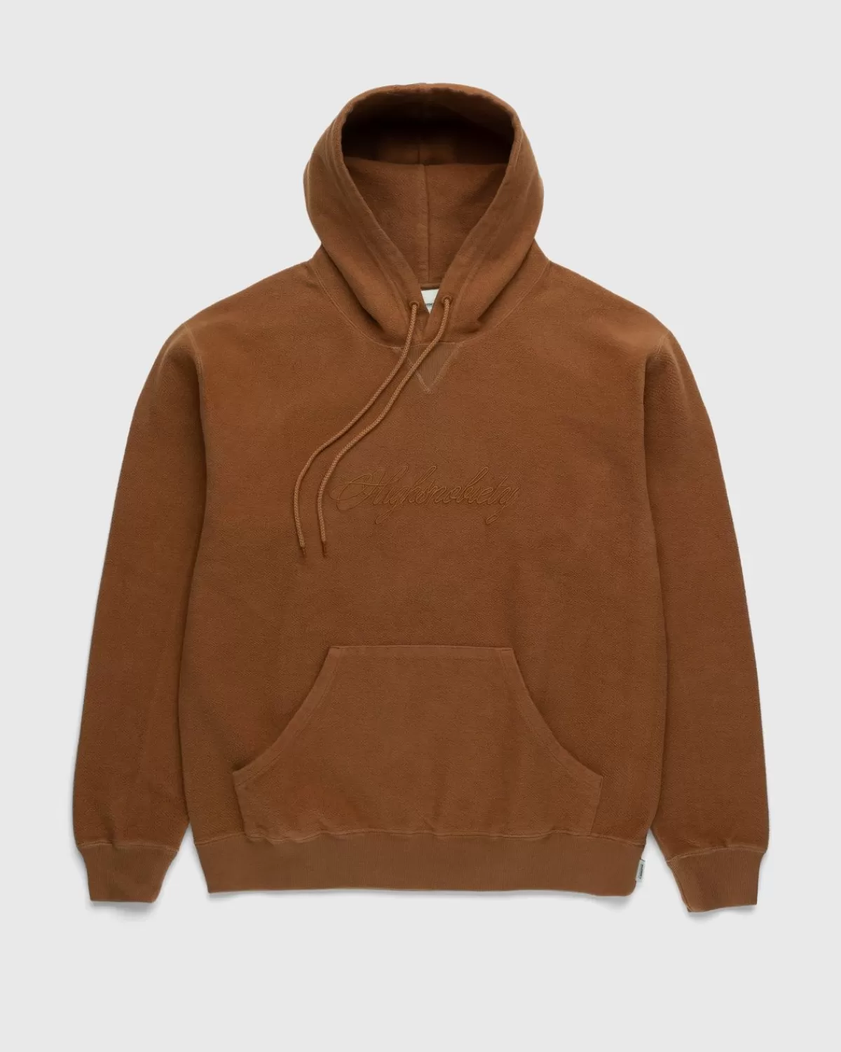 Highsnobiety Scriptlogo Omgekeerde Fleece Hoodie Bruin Cheap