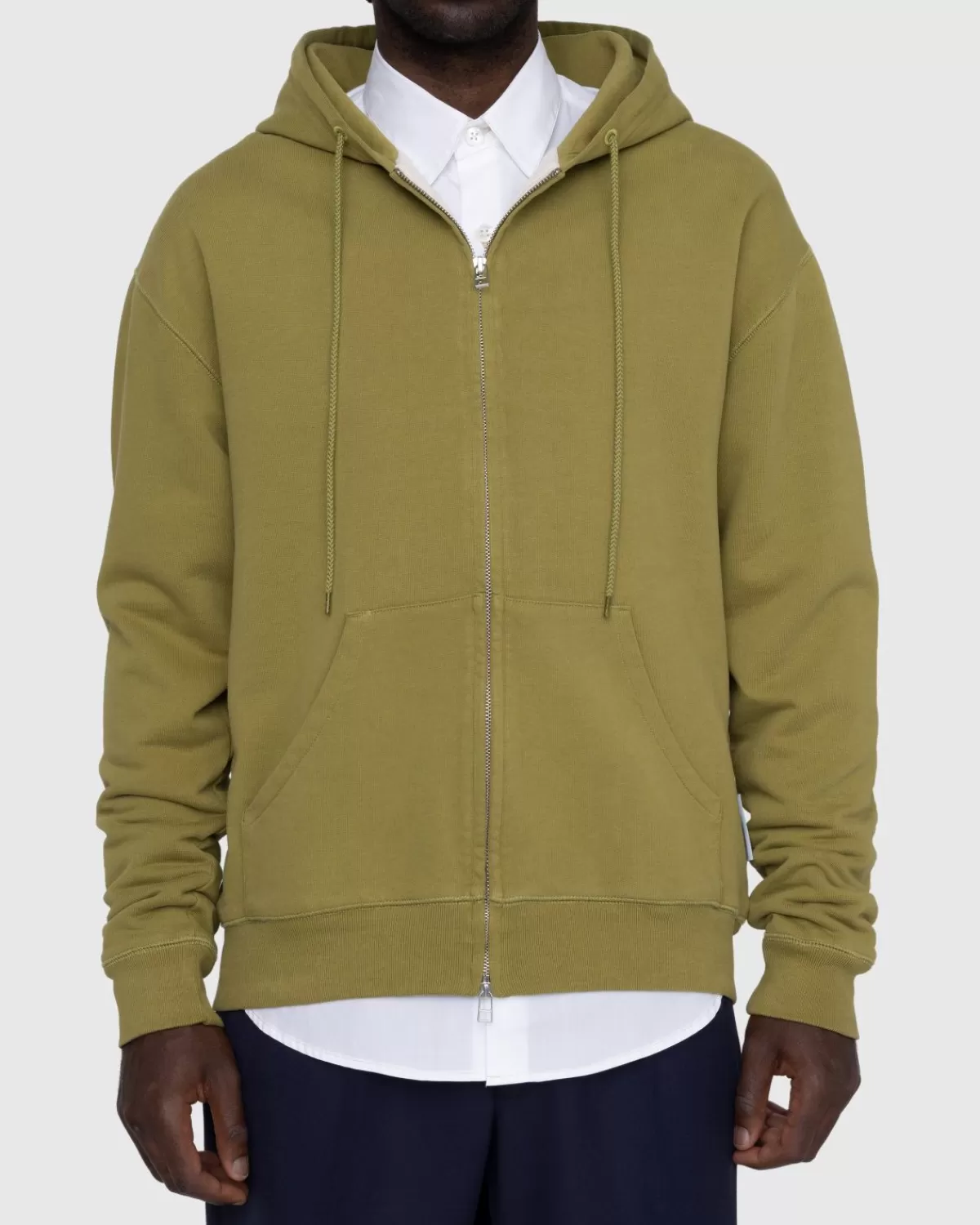 Highsnobiety Thermische Fleece Hoodie Met Rits Donker Olijfgroen Online