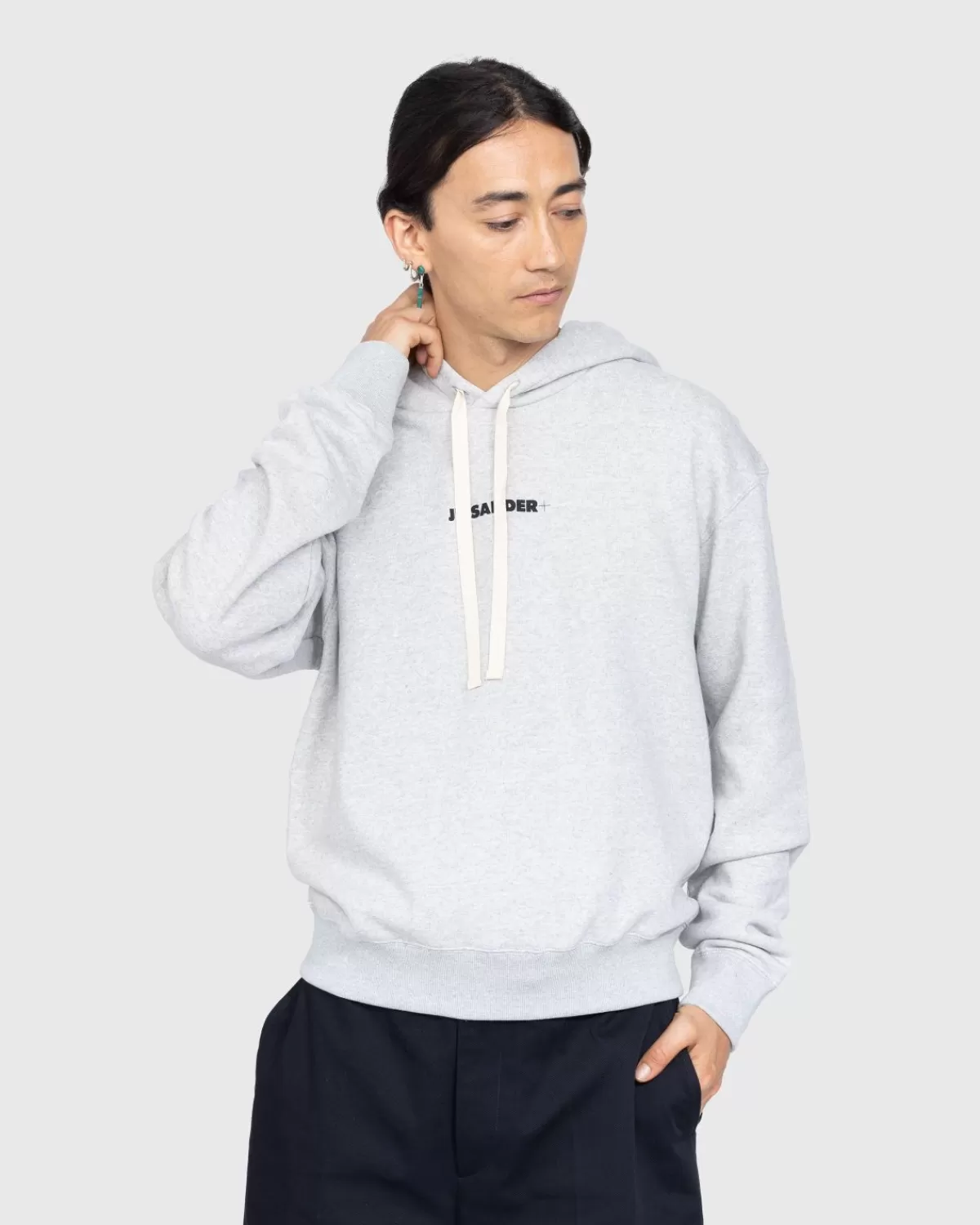 Jil Sander Logo Hoodie Grijs Best Sale