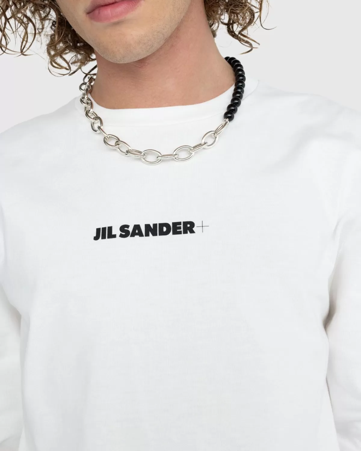 Jil Sander Logo T-Shirt Met Lange Mouwen Porselein Wit Clearance