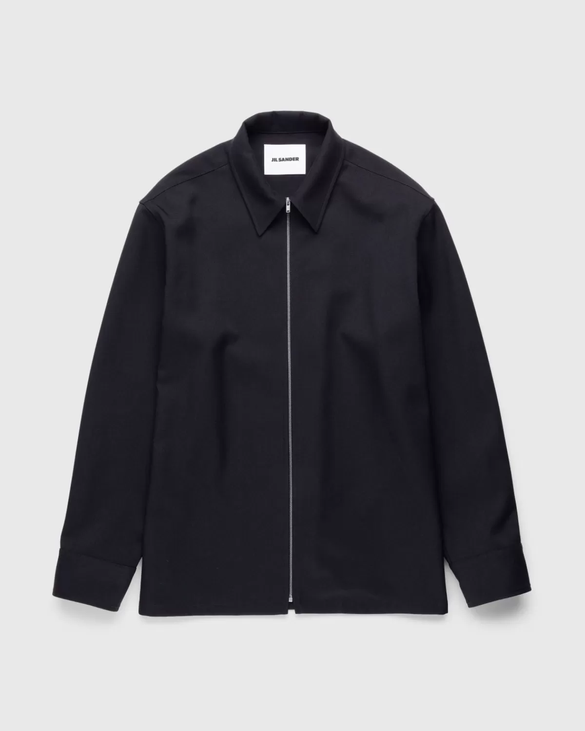 Overhemden^Jil Sander Wollen Plastron Overhemd Zwart