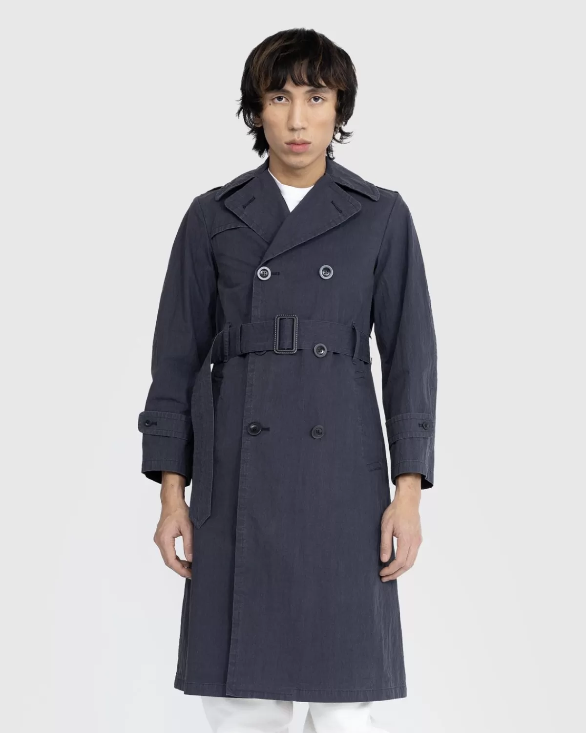 Bovenkleding^Maison Margiela Trenchcoat Met Dubbele Rij Knopen, Zwart/Gewassen