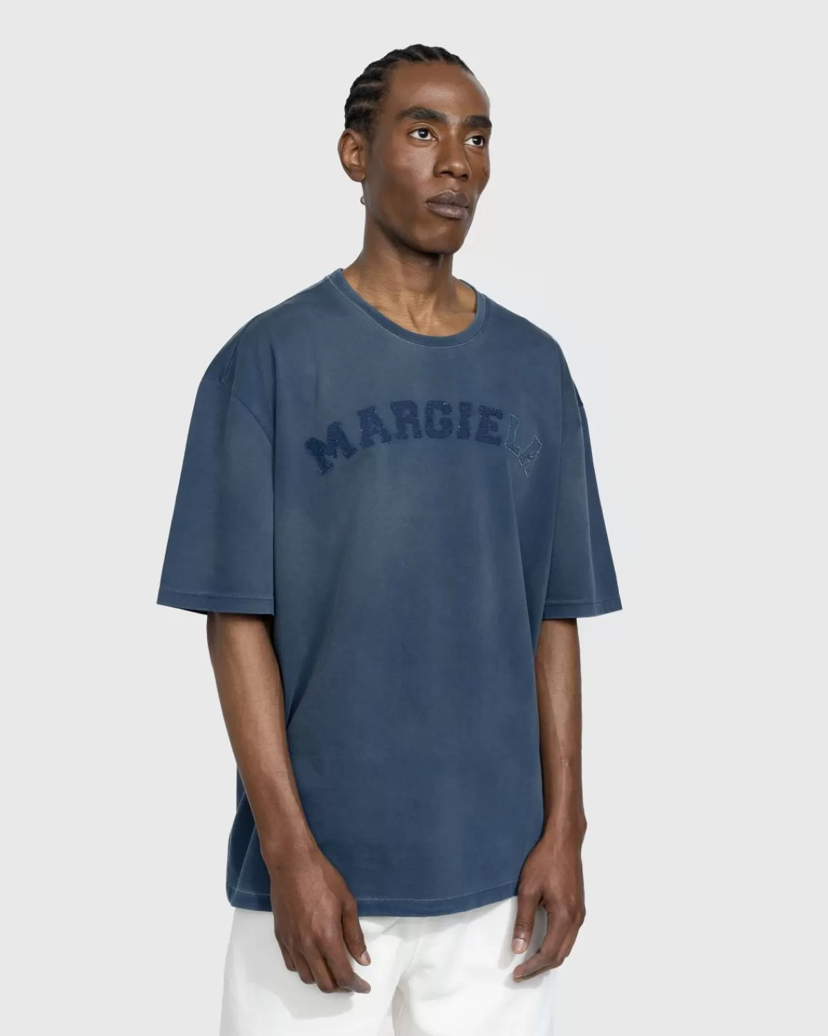 Maison Margiela Zwaar Jersey Logo T-Shirt Blauw Store