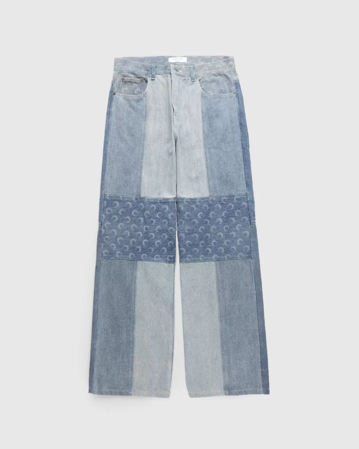 Broek^Marine Serre - Geregenereerde Denim Broek Met Rechte Pijpen Blauw