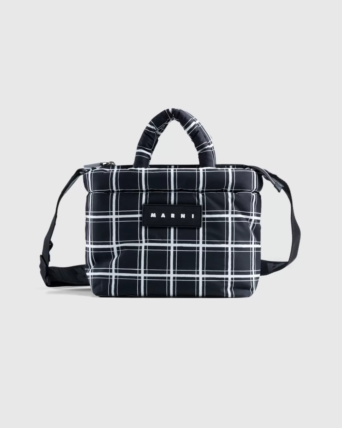 Marni Mini Geruite Draagtas Zwart Clearance