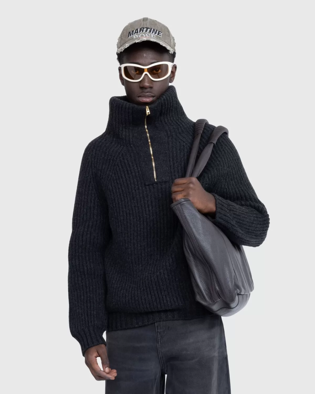 Gebreide Kleding^Meta Campania Collective - Michel Overdreven Rib Kasjmier Weimaraner Grijs Met Halve Rits