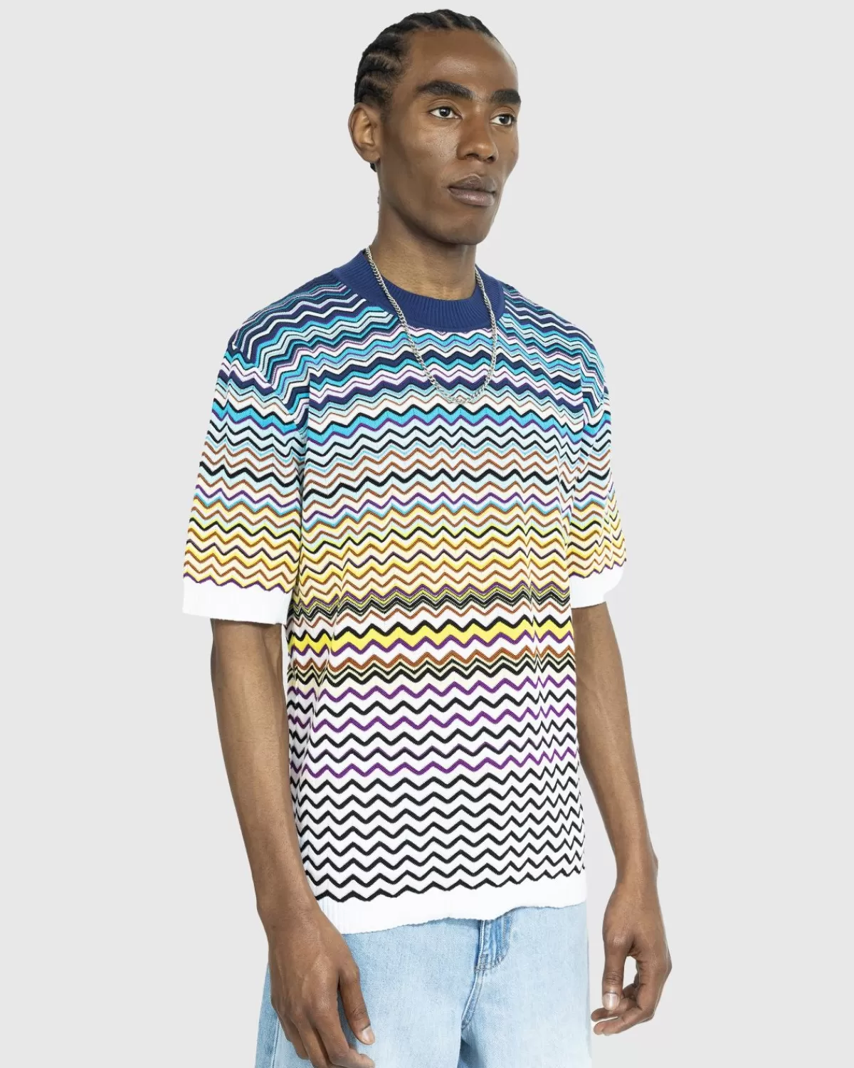 Missoni Chevron T-Shirt Blauw/Zwart/Wit Best