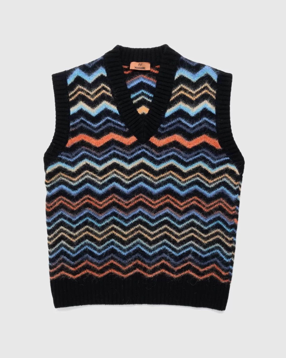 Gebreide Kleding^Missoni Zigzag Gebreid Vest Zwart/Oranje/Lichtblauw