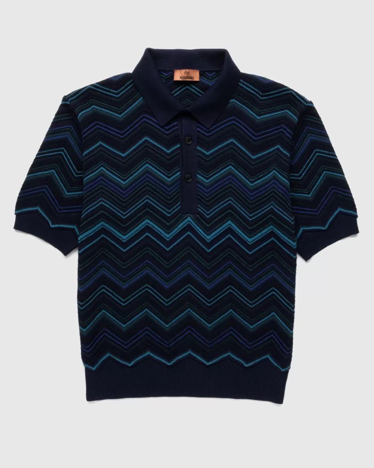 Overhemden^Missoni Zigzag Poloshirt Blauw/Groen/Kolen